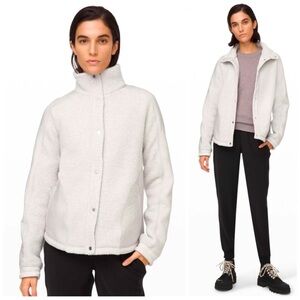 LULULEMON Go Cozy  Wool Blend Fleece Jacket Snap Up Heathered Sherpa size 8